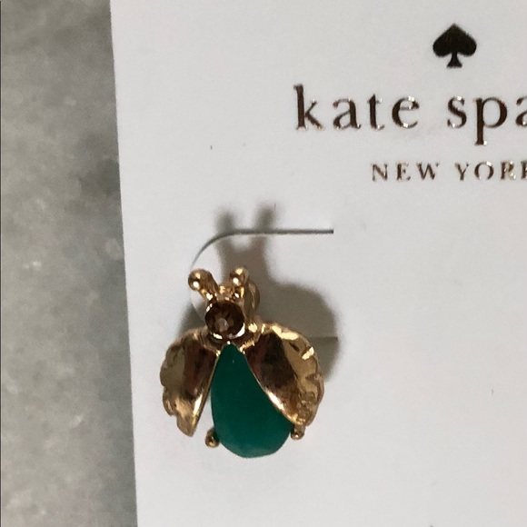 NEW Kate Spade Unwanted Visitors Blue Turquoise Bug Butterfly Earrings Studs - Picture 3 of 4